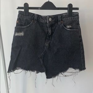 Distressed denim skirt